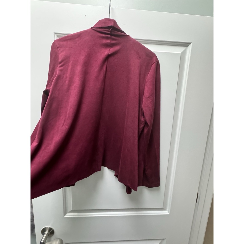 Dana Buchman Suede-feel Blazer Zippered Pockets Women's Size XL Maroon Red - Picture 2 of 11